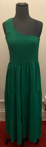 Single Shoulder Dress - Green