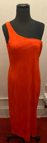 Single Shoulder Dress - Orange
