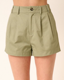 Cotton Twill Pleated Chino Shorts