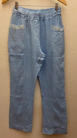 Sequin Pocket Linen Pants