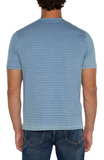 Short Sleeve Henley - Blue/White