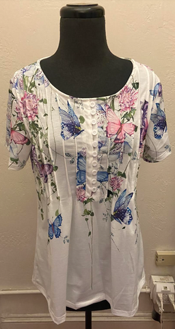 Butterfly Button Top - White