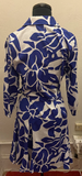 Tropical Dress with Belt - Blue