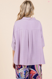 Oversized Button Down Collared Shirt - Lavender