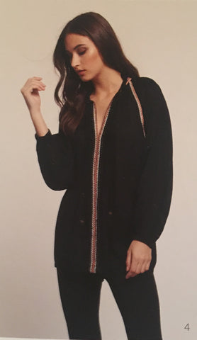 Black Long Sleeve Embroidered Top