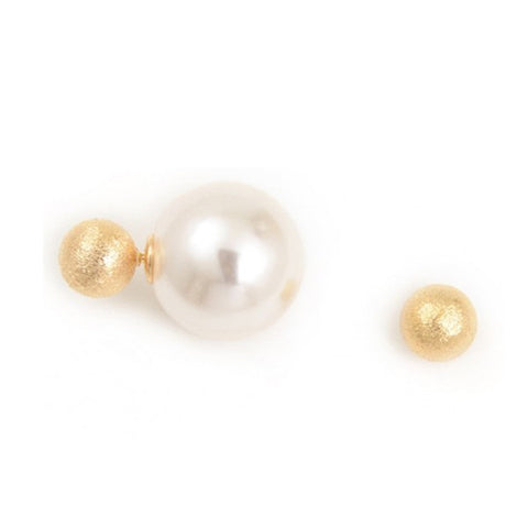White & Gold Ball Earring