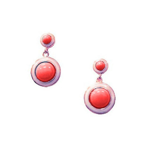 Rose GP Red Round Drop Earrings