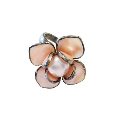 Pink Pearl Flower Ring