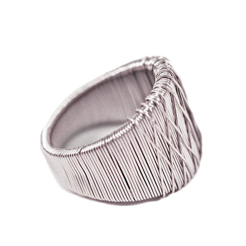 Silver Crosswire Ring