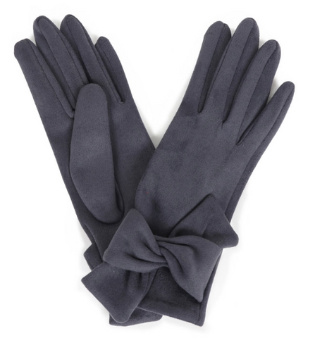 Suede Gloves with Bow