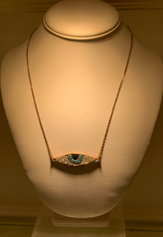 Eye Pendant and 14K Necklace