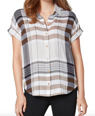 Rolled Sleeve Button Front Shirt